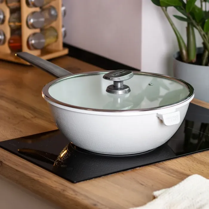 Сковорода WOK MGC з кришкою 30 см та керамічним антипригарним покриттям 6.5 л Біла (HP-4-460W) - зображення 6