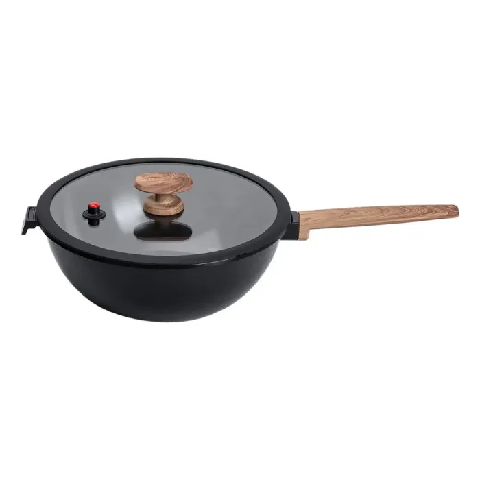 Сковорода WOK MGC з кришкою 30 см та керамічним антипригарним покриттям 6.5 л чорна (HP-4-460B) - зображення 3