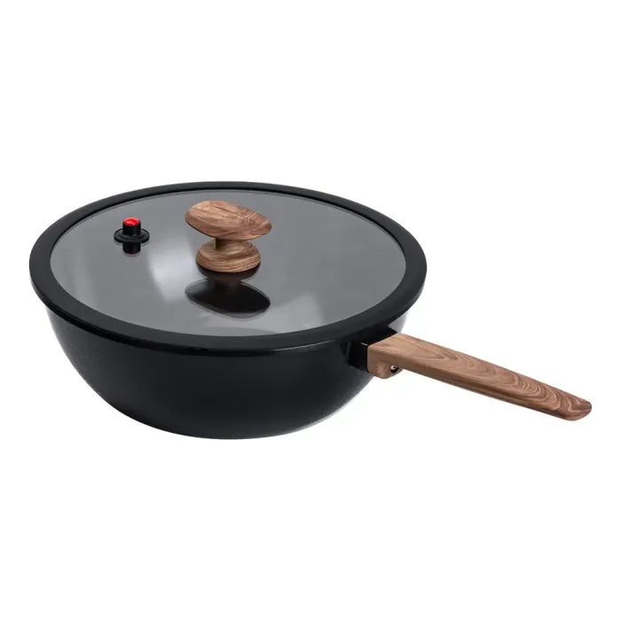 Сковорода WOK MGC з кришкою 30 см та керамічним антипригарним покриттям 6.5 л чорна (HP-4-460B) - зображення 4
