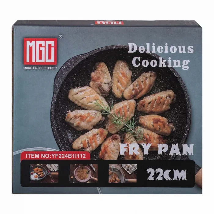 Сковорода MGC с крышкой 22 см с мраморным антипригарным покрытием 1.4 л черная (HP-4-422B) - изображение 7