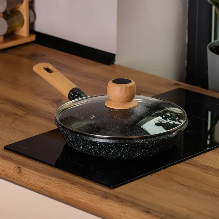 Сковорода MGC с крышкой 24 см с мраморным антипригарным покрытием 1.8 л черная (HP-4-423B) - изображение 6