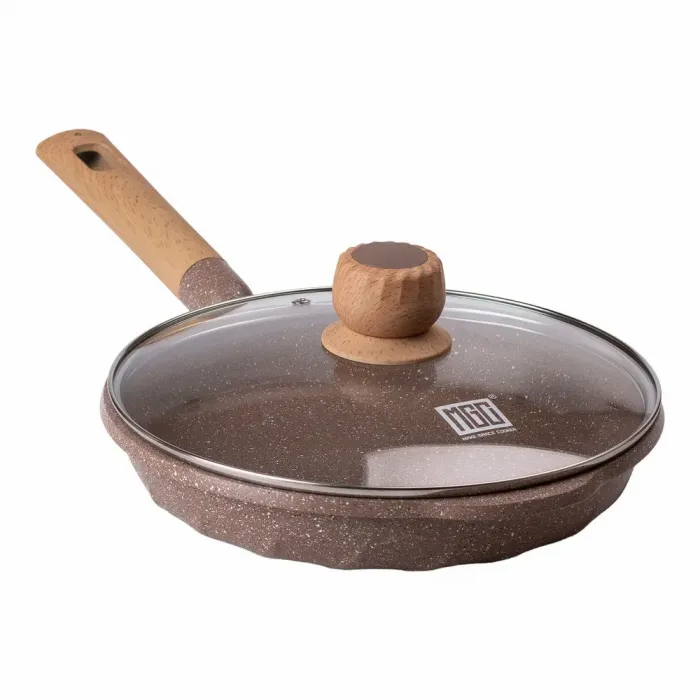 Сковорода MGC с крышкой 26 см с мраморным антипригарным покрытием 2.2 л бежевая (HP-4-424CO) - изображение 1