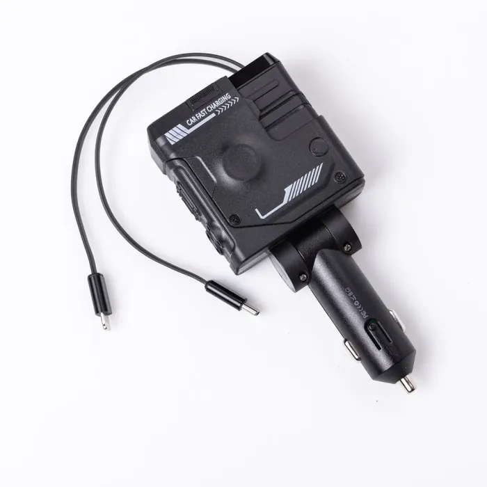 Автомобільний зарядний пристрій MECHA з висувними кабелями та портами USB/Type-C Чорний (HP-A1B) - зображення 1