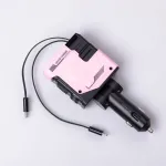 Автомобільний зарядний пристрій MECHA з висувними кабелями та портами USB/Type-C Рожевий (HP-A1P)
