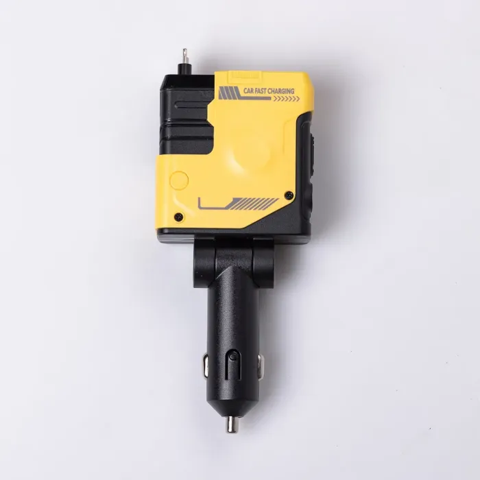 Автомобільний зарядний пристрій MECHA з висувними кабелями та портами USB/Type-C Жовтий (HP-A1Y) - изображение 3