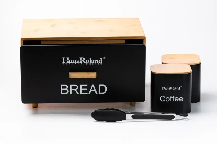 Бамбуковая хлебница с баночками для хранения сыпучих продуктов 2 шт. - изображение 2