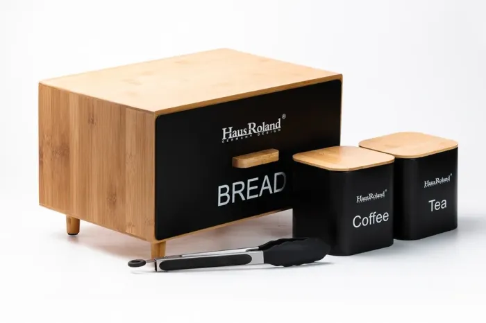 Бамбуковая хлебница с баночками для хранения сыпучих продуктов 2 шт. - изображение 6