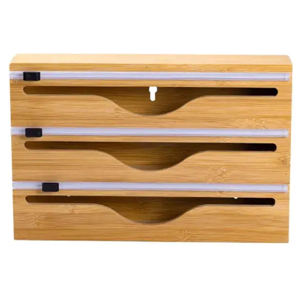 Бамбуковий органайзер для харчової плівки та фольги з різаком 33,5×21,5×7,5 (см) HP-BYM (HP-BYM) - зображення 1