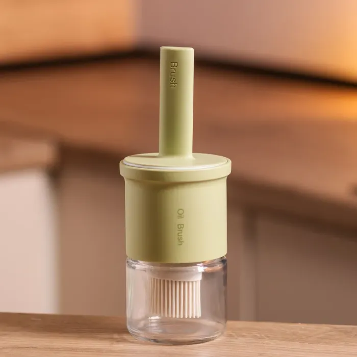 Банка для олії з пензликом 300 мл диспенсер з пензликом для оливкової, соняшникової олії Зелений HP-34-11GR (HP-34-11GR) - изображение 6
