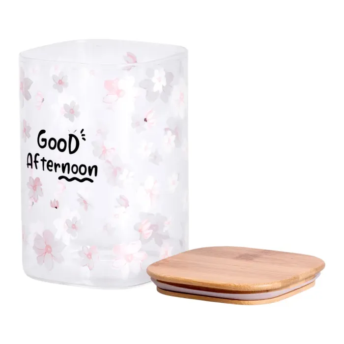 Банка для сипучих продуктів з бамбуковою кришкою 1.2 л ємність для сипучих скло HP-34-23 (HP-34-23) - зображення 2