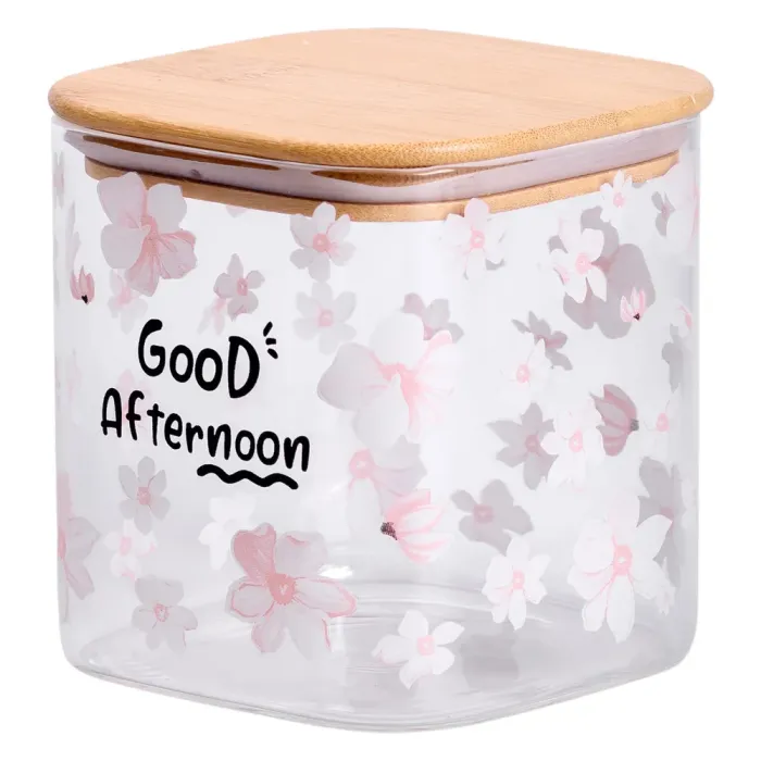 Банка для сипучих продуктів з бамбуковою кришкою 800 мл ємність для сипучих скло HP-34-25 (HP-34-25) - зображення 3