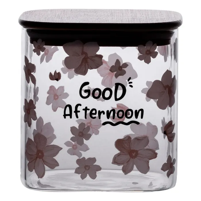 Банка для сипучих продуктів з бамбуковою кришкою 800 мл ємність для сипучих скло HP-34-25 (HP-34-25) - зображення 4