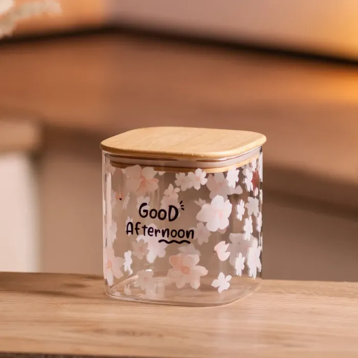 Банка для сипучих продуктів з бамбуковою кришкою 800 мл ємність для сипучих скло HP-34-25 (HP-34-25) - зображення 5