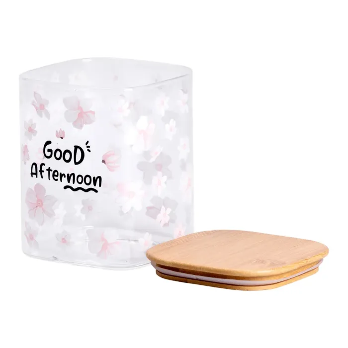 Банка для сипучих продуктів з бамбуковою кришкою 900 мл ємність для сипучих скло HP-34-24 (HP-34-24) - зображення 2