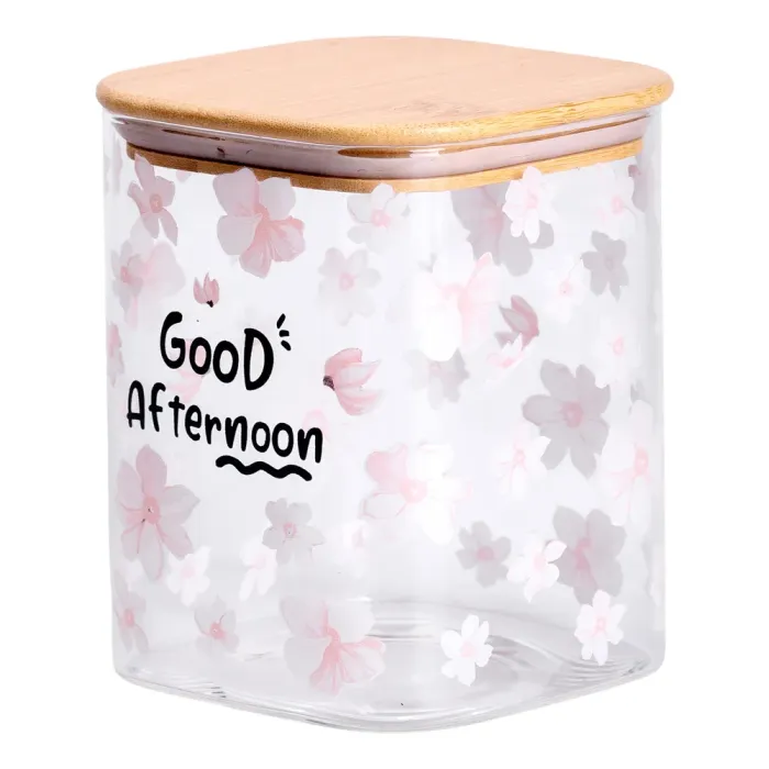 Банка для сипучих продуктів з бамбуковою кришкою 900 мл ємність для сипучих скло HP-34-24 (HP-34-24) - зображення 3