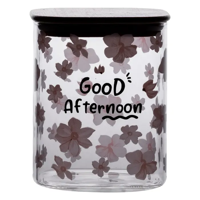 Банка для сипучих продуктів з бамбуковою кришкою 900 мл ємність для сипучих скло HP-34-24 (HP-34-24) - зображення 4