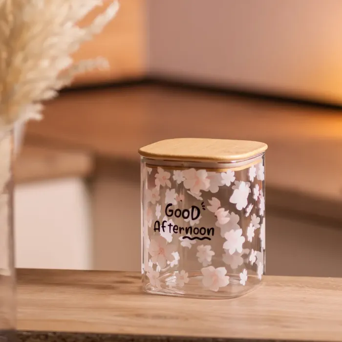 Банка для сипучих продуктів з бамбуковою кришкою 900 мл ємність для сипучих скло HP-34-24 (HP-34-24) - зображення 5