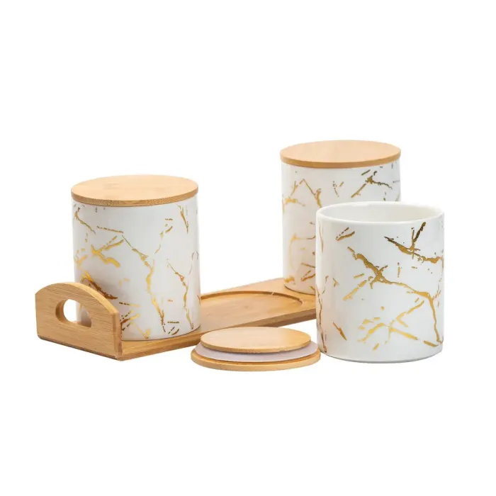 Банки для сыпучих продуктов набор 3 штуки по 650 мл с крышками подарочные емкости (HP1209) - изображение 4