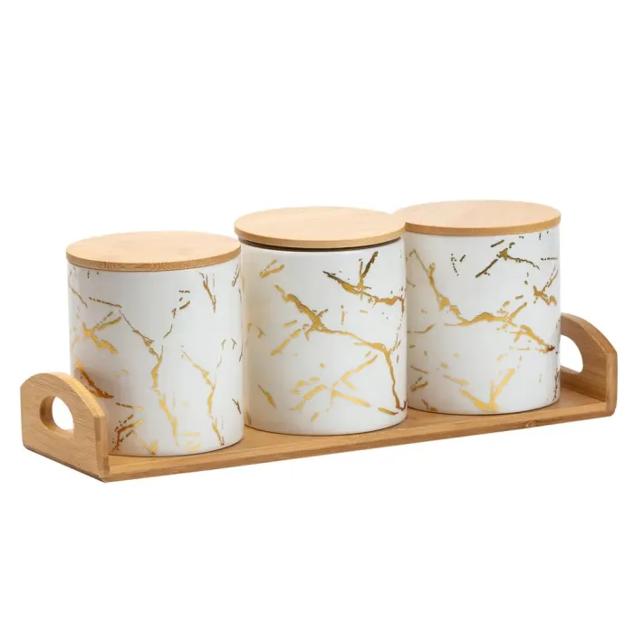 Банки для сыпучих продуктов набор 3 штуки по 650 мл с крышками подарочные емкости (HP1209) - изображение 5