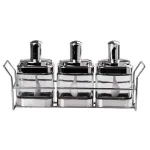 Банки для сыпучих продуктов набор из 3 шт стеклянные емкости для хранения с ложкой на металической подставке (HP531FS1030Y)