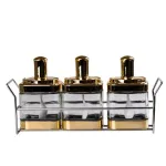 Банки для сыпучих продуктов набор из 3 шт стеклянные емкости для хранения с ложкой на металической подставке (HP531FS1030J)