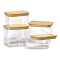 Банки для сипучих продуктів набір з 4 шт пластикові з бамбуковими кришками 0.7 л /1.7 л /2.7 л /3.7 л HP-1301 (HP-1301)