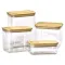 Банки для сипучих продуктів набір з 4 шт пластикові з бамбуковими кришками 0.7 л /1.7 л /2.7 л /3.7 л HP-1301 (HP-1301)