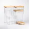 Банки для сыпучих продуктов набор из 4 шт пластиковые с бамбуковыми крышками (HP-1302)