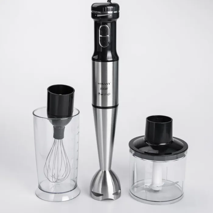 Блендер ручной погружной 800 Вт чаша и венчиком измельчитель (чоппер) Sokany (SK-768-4) - изображение 1