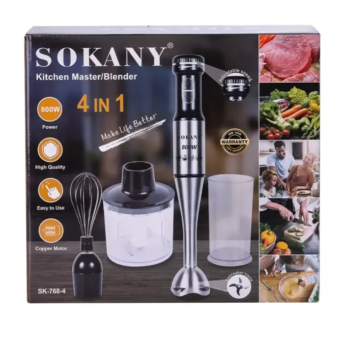 Блендер ручной погружной 800 Вт чаша и венчиком измельчитель (чоппер) Sokany (SK-768-4) - изображение 7