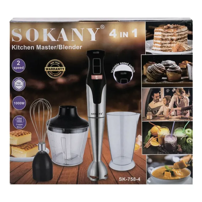 Блендер ручний занурювальний з нержавіючої сталі Sokany універсальний 4 в 1 металевий 1000 Вт смузі мейкер потужний (SK-758-4) - изображение 10