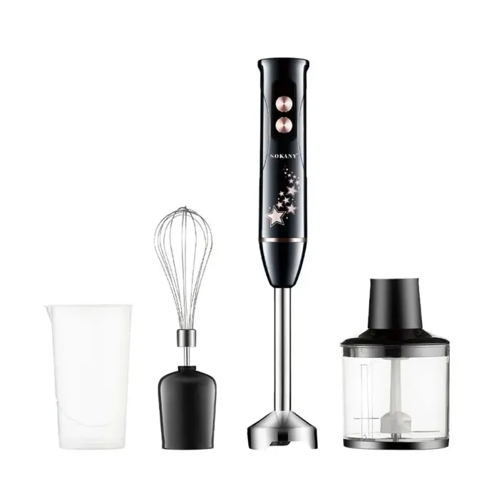 Блендер ручной погружной с насадками 4 в 1 600 Вт 2 чаши и венчик Черный Sokany (SK-02012B) - изображение 1