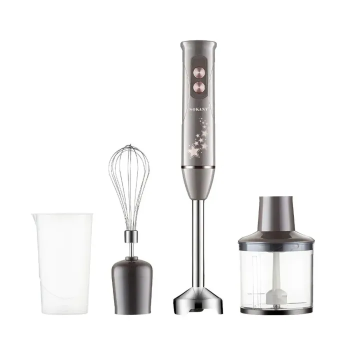 Блендер ручной погружной с насадками 4 в 1 600 Вт 2 чаши и венчик Черный Sokany (SK-02012G) - изображение 1