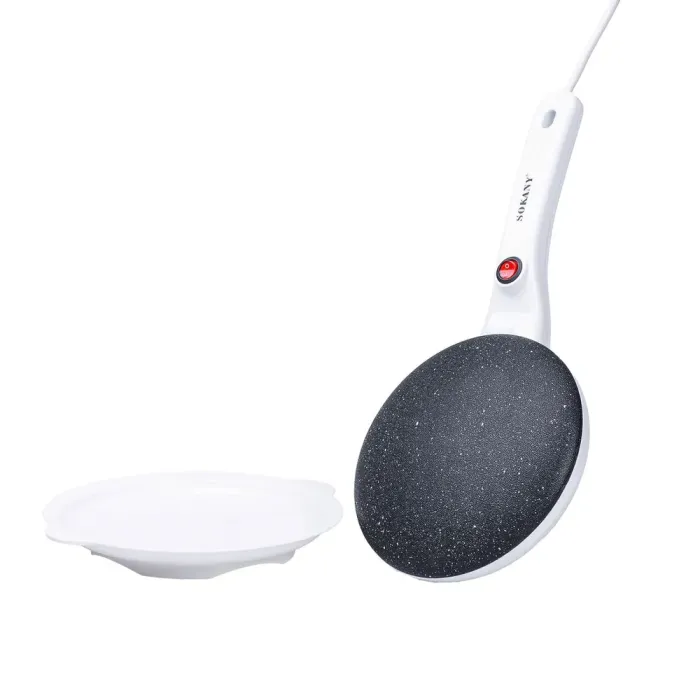 Млинниця електрична занурювальна діаметр 20 см Sokany електро сковорода для млинців 650 Вт біла (HY901W) - зображення 2