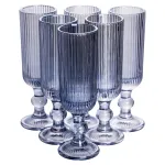 Келих для шампанського фігурний прозорий ребристий з товстого скла набір 6 шт Блакитний HP7116BL (HP7116BL)
