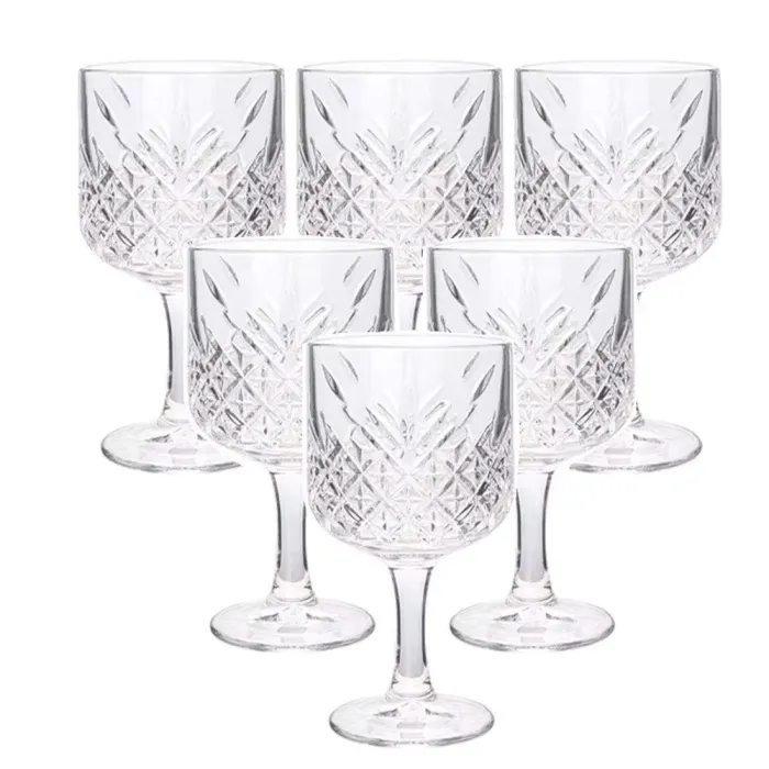 Бокалы для вина на высокой ножке набор 6 шт винный бокал стеклянный прозрачный 400 мл (HP-YH-44) - изображение 1