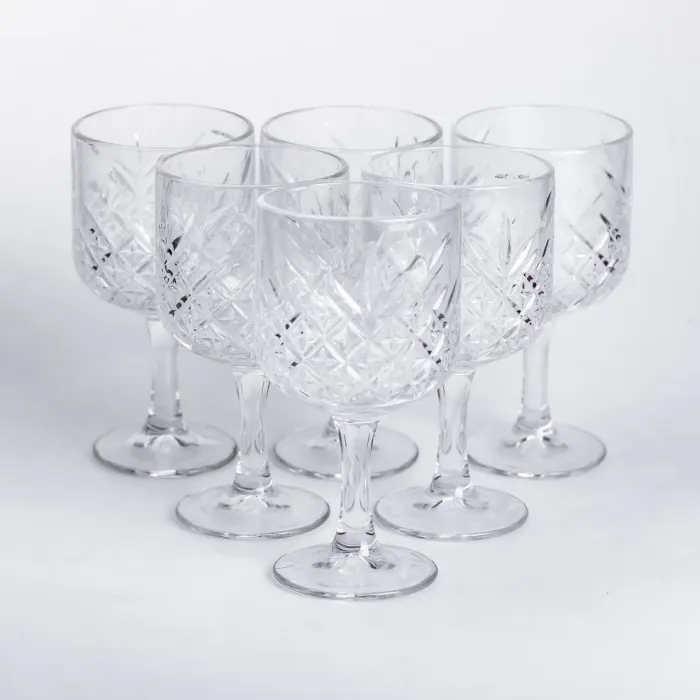 Бокалы для вина на высокой ножке набор 6 шт винный бокал стеклянный прозрачный 400 мл (HP-YH-44) - изображение 2