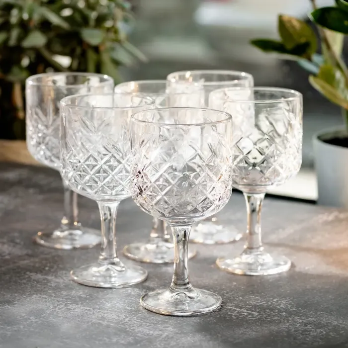 Бокалы для вина на высокой ножке набор 6 шт винный бокал стеклянный прозрачный 400 мл (HP-YH-44) - изображение 6