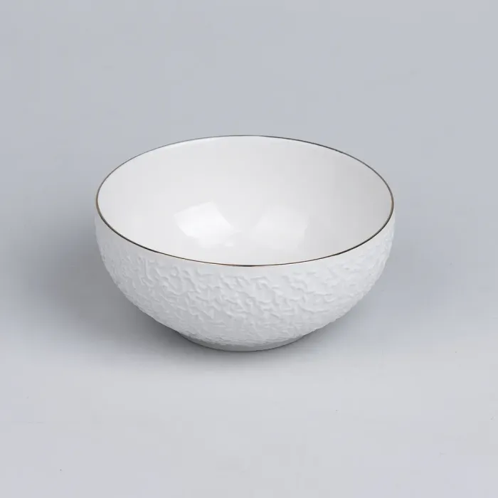 Большой белый сервиз на 6 человек столовый набор посуды 73 предмета с позолотой (HP-7-704) - изображение 8