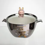 Бульйонниця порцелянова Labubu з кришкою та ручками 800 (мл) Ø15 (см) дитяча тарілка для супу та локшини Сріблястий з коричневим FM-34B (FM-34B)