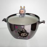 Бульйонниця порцелянова Labubu з кришкою та ручками 800 (мл) Ø15 (см) дитяча тарілка для супу та локшини Сріблястий з сірим FM-34A (FM-34A)