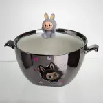 Бульйонниця порцелянова Labubu з кришкою та ручками 800 (мл) Ø15 (см) дитяча тарілка для супу та локшини Сріблястий з сірим FM-34A (FM-34A)