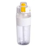 Пляшка для води 600 мл пляшка в школу для тренувань із трубочкою та ручкою 22 см Біла (HP-14-42W)