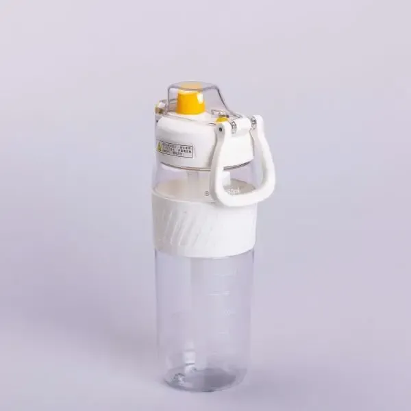 Пляшка для води 600 мл пляшка в школу для тренувань із трубочкою та ручкою 22 см Біла (HP-14-42W) - зображення 2