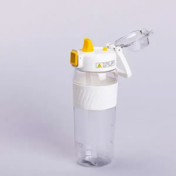 Пляшка для води 600 мл пляшка в школу для тренувань із трубочкою та ручкою 22 см Біла (HP-14-42W) - зображення 3