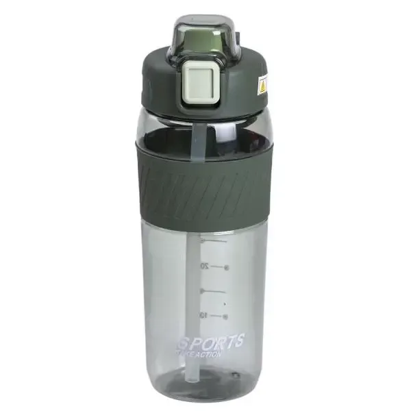 Пляшка для води 600 мл пляшка в школу для тренувань із трубочкою та ручкою 22 см Зелена (HP-14-42GR) - изображение 1