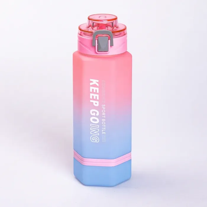 Бутылка для воды 650 мл бутылочка с поилкой для спорта и школы с ремешком + наклейки Keep Going розовая (HP-14-47P) - изображение 2