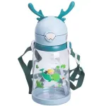Пляшка для води дитяча 550 мл на ремінці пляшечка з трубочкою для спорту та школи (HP-14-44TU)