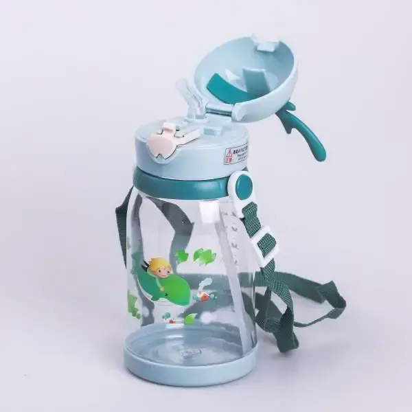 Пляшка для води дитяча 550 мл на ремінці пляшечка з трубочкою для спорту та школи (HP-14-44TU) - изображение 2