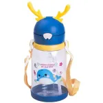 Пляшка для води дитяча 550 мл на ремінці пляшечка з трубочкою для спорту та школи Синя (HP-14-44BL)